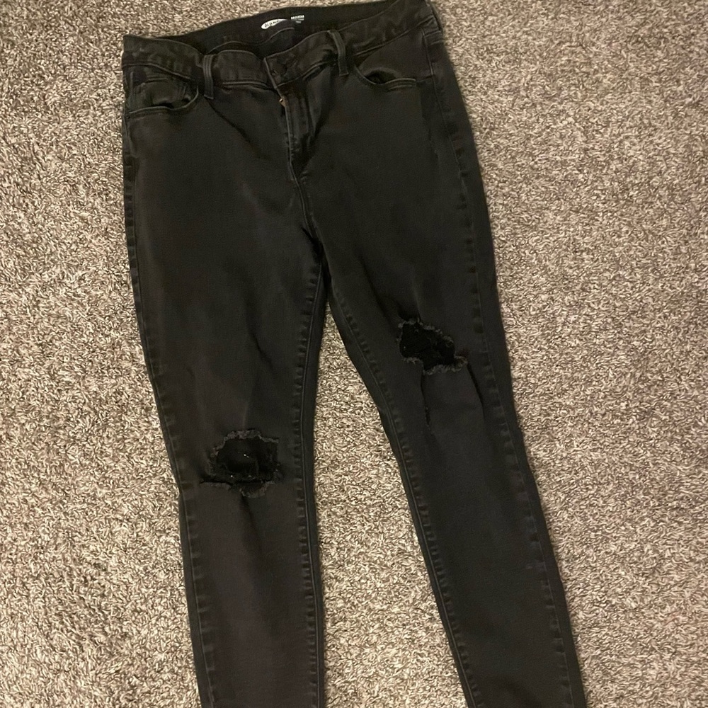 Distressed Black Denim Jeans